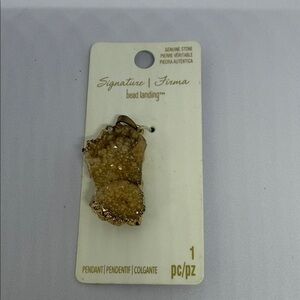 Signature Natural Stone Pendant with Gold Highlights